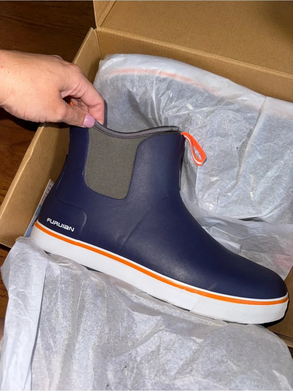 Furuian Men'S Deck Boots Waterproof Ankle Rain Boots Fishing Boots | Anti-Slip R